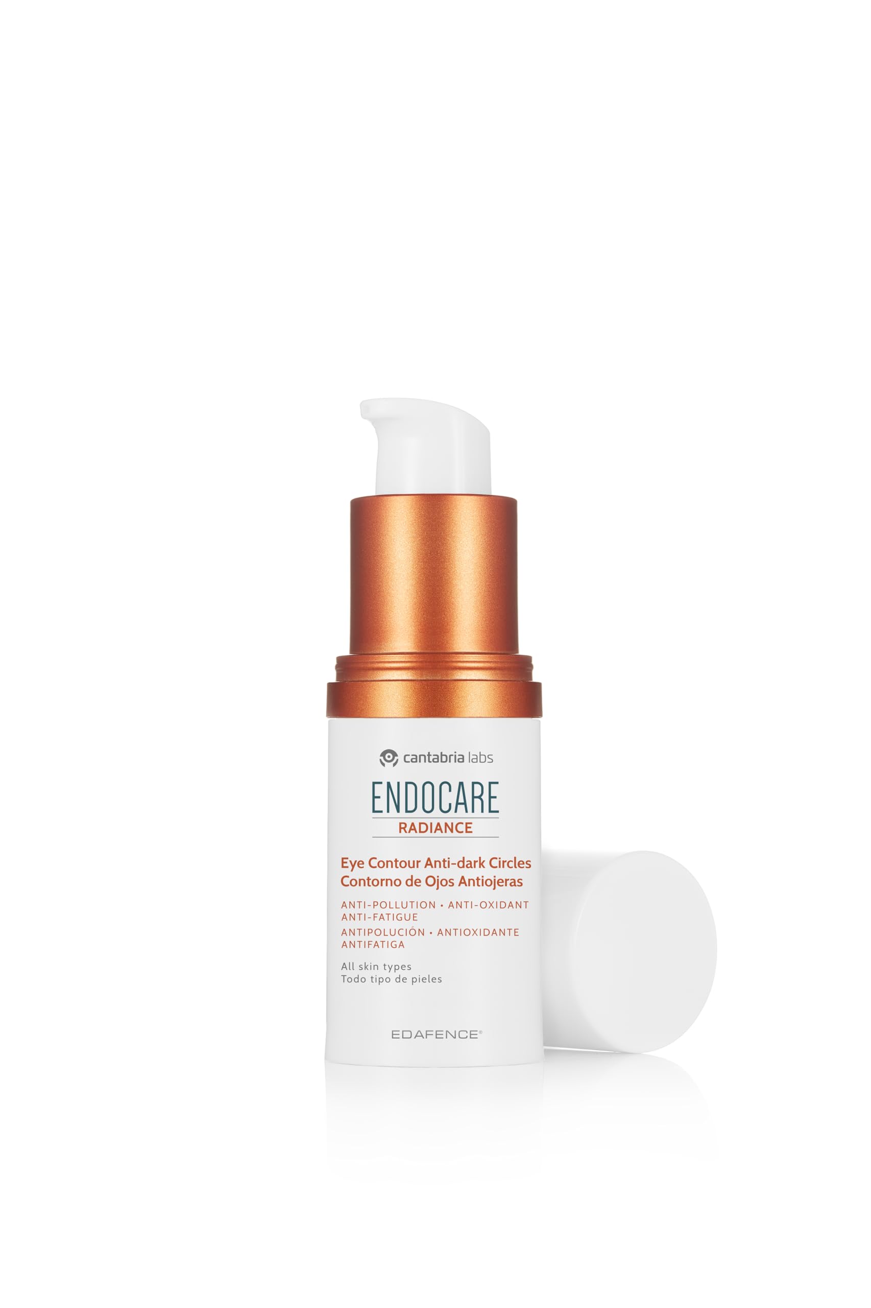 Endocare Radiance Contorno Ojos y Antiojeras - Crema Contorno de Ojos Antipolución, Antioxidante y Antifatiga, para Todo Tipo de Pieles, Beige, 15 ml