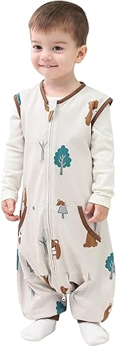 Miniatura 13 de HOMEAL Saco de dormir, 2t-3t Saco de dormir para niños pequeños con piernas, saco de dormir sin mangas para bebés que caminan temprano