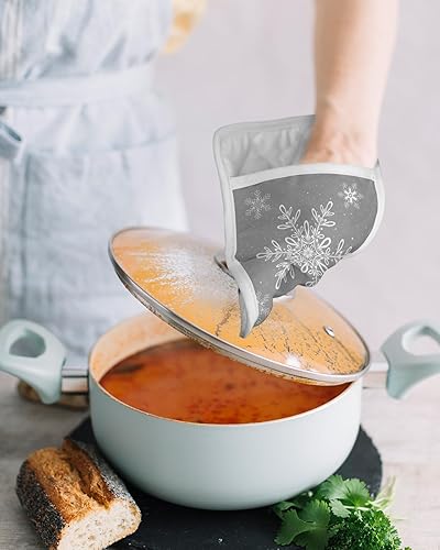 Miniatura 4 de Christmas Snowflake 2Pcs Pot Holders for Kitchen, Non Slip & Heat Insulation Terry Cloth Potholder Set with Pocket, Thick Hot Pad Oven Mitts Trivet