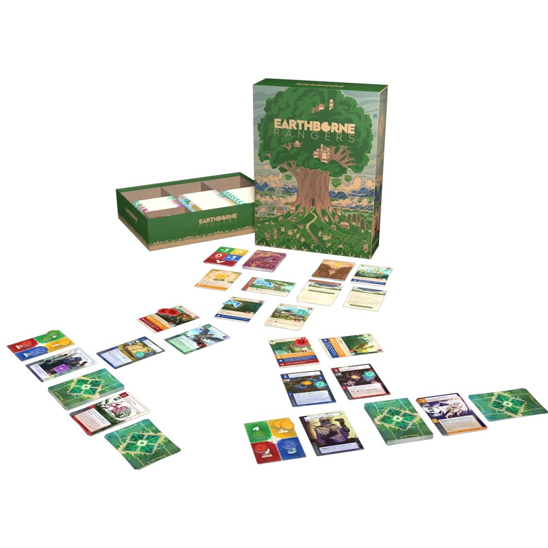 Earthborne Rangers Juego de Cartas cooperativo inglés | 1-4 jugadores, 90 min, 14+, edición inglesa; 540 cartas, 35 separadores, 92 fichas y guía de campaña