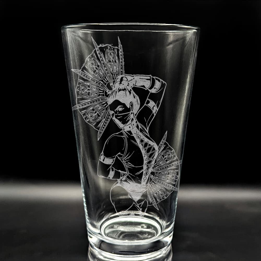 KITANA Engraved Pint Beer Glass | Inspired by the MK Tournament Fighting Game | Great Video Gamer Gift Idea!