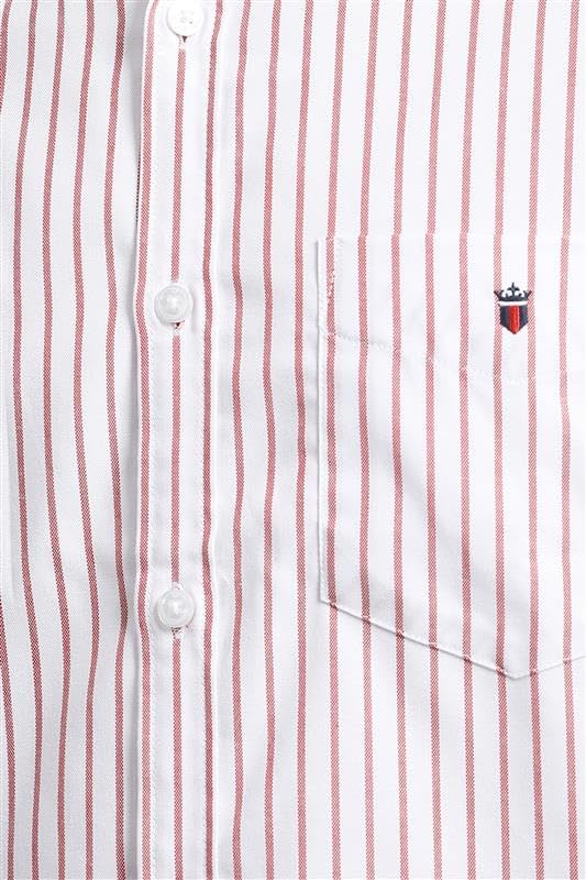 Image of Louis Philippe Men's Slim Fit Signature Oxford Easy Care, Natural Stretch Full Sleeve Stripe Casual Shirt