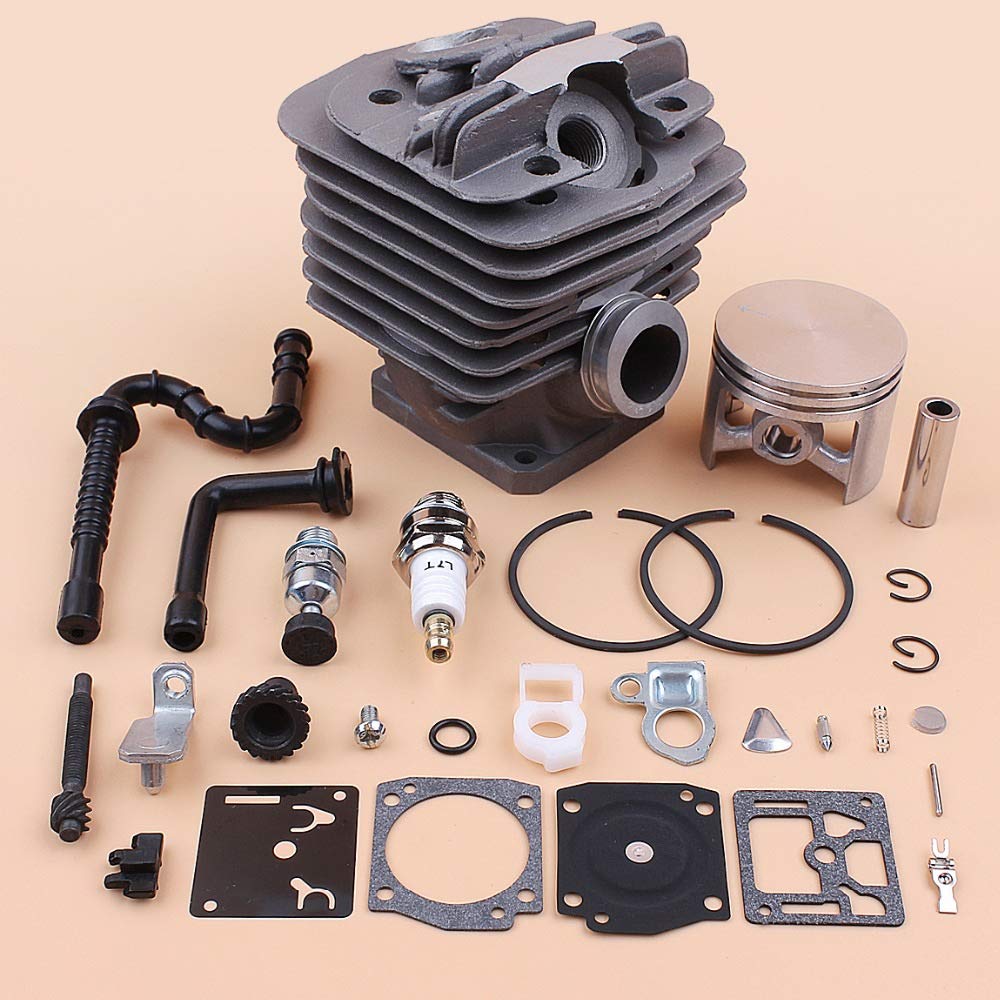 Tiempo Beixi 48 mm Cilindro del pistón Manguera Aceite Combustible Cadena Tensor de Carb Kit de reparación Compatible con Stihl MS360 036 MS 360 Motosierra reconstrucción de Piezas 11250201206