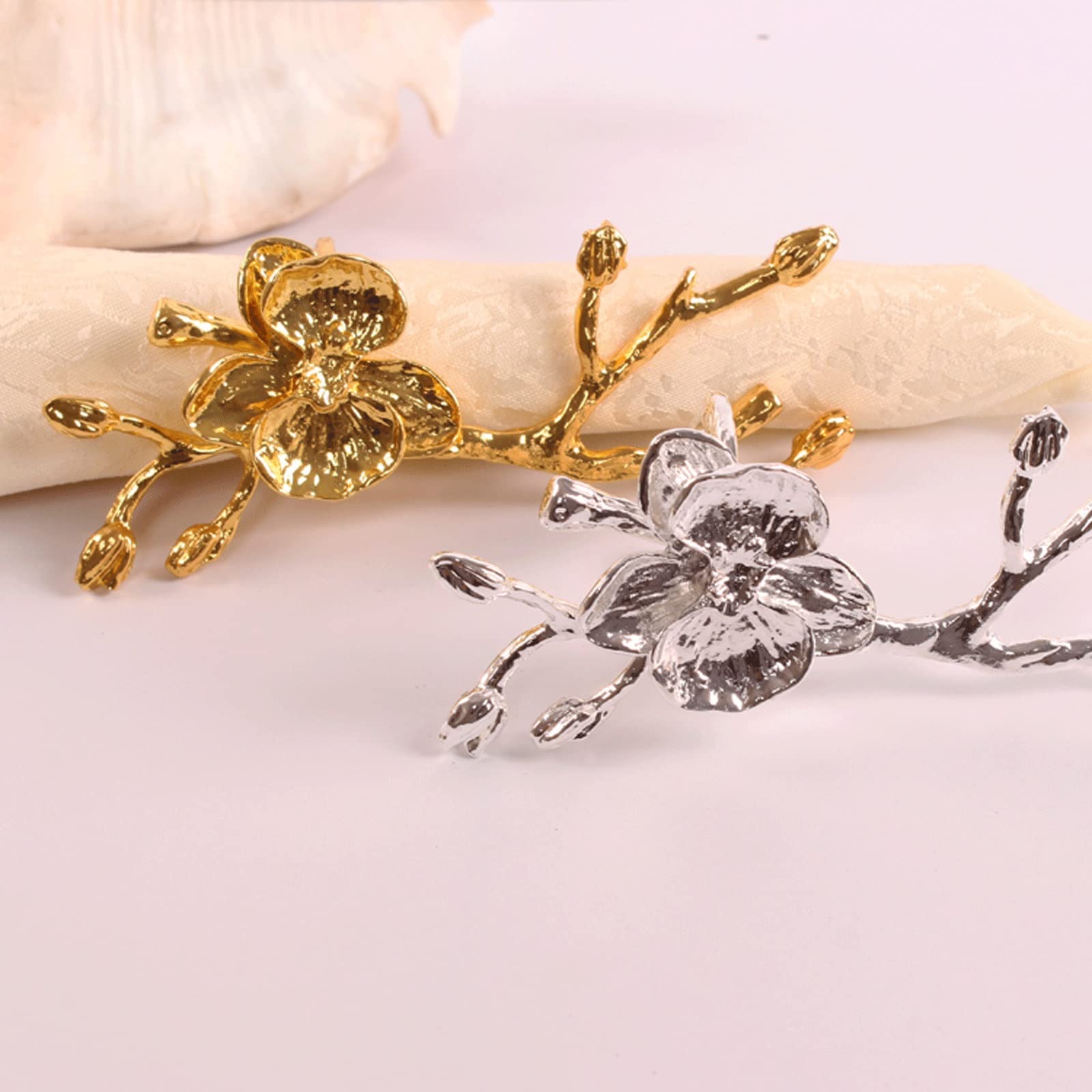 Serviettenring mit Schnalle, ideal als Tischdekoration für Weihnachten, Thanksgiving, Festessen und Partys. (Gold/Silber)