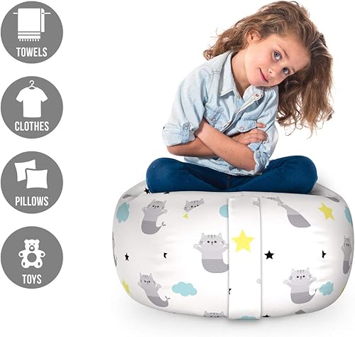 Miniatura 222 de Lunarable Silla de almacenamiento para adolescentes, coloridos patines de estilo retro, para actividades juveniles, para niñas y niños, divertido