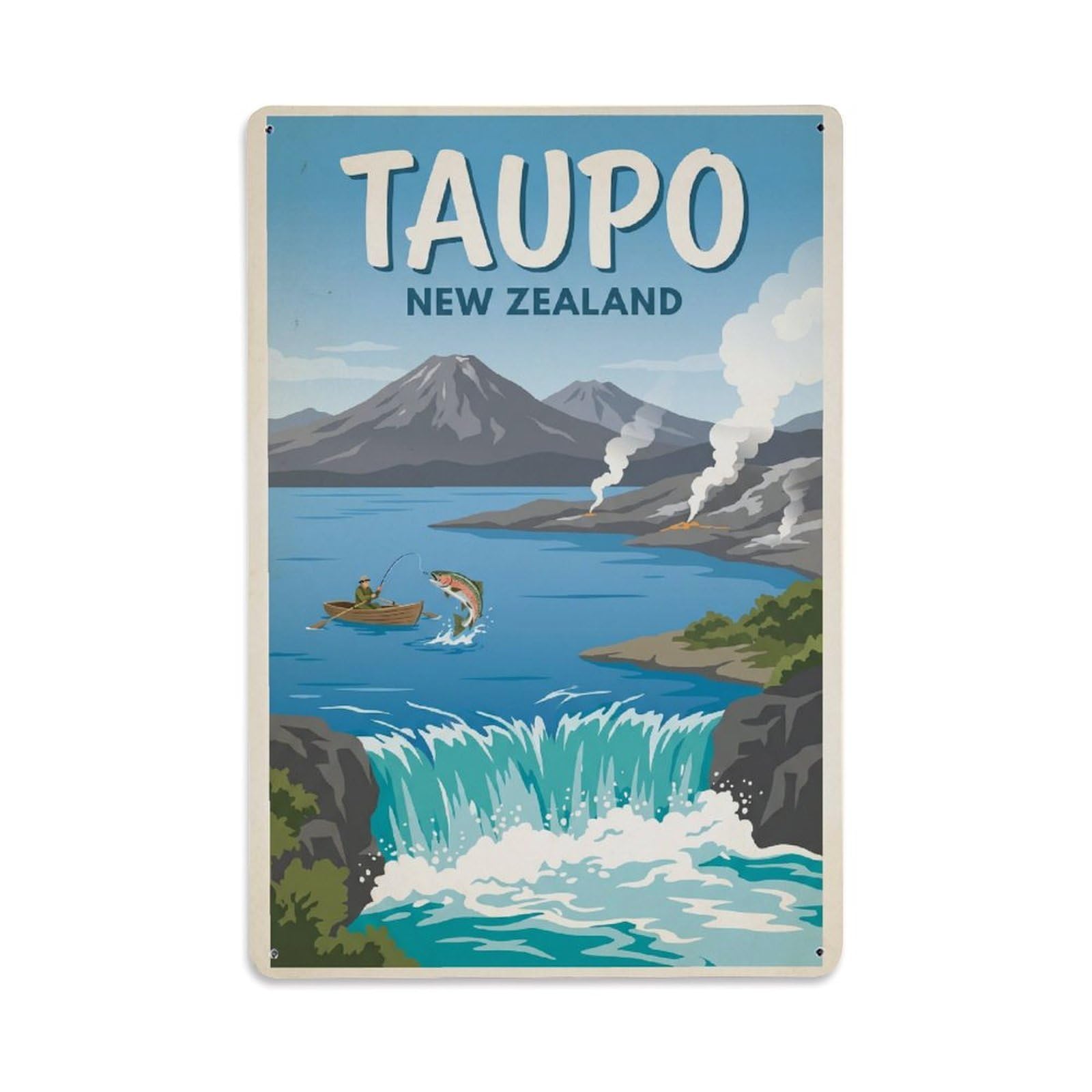 Travel New Zealand Taupo Retro Metal Tin Sign
