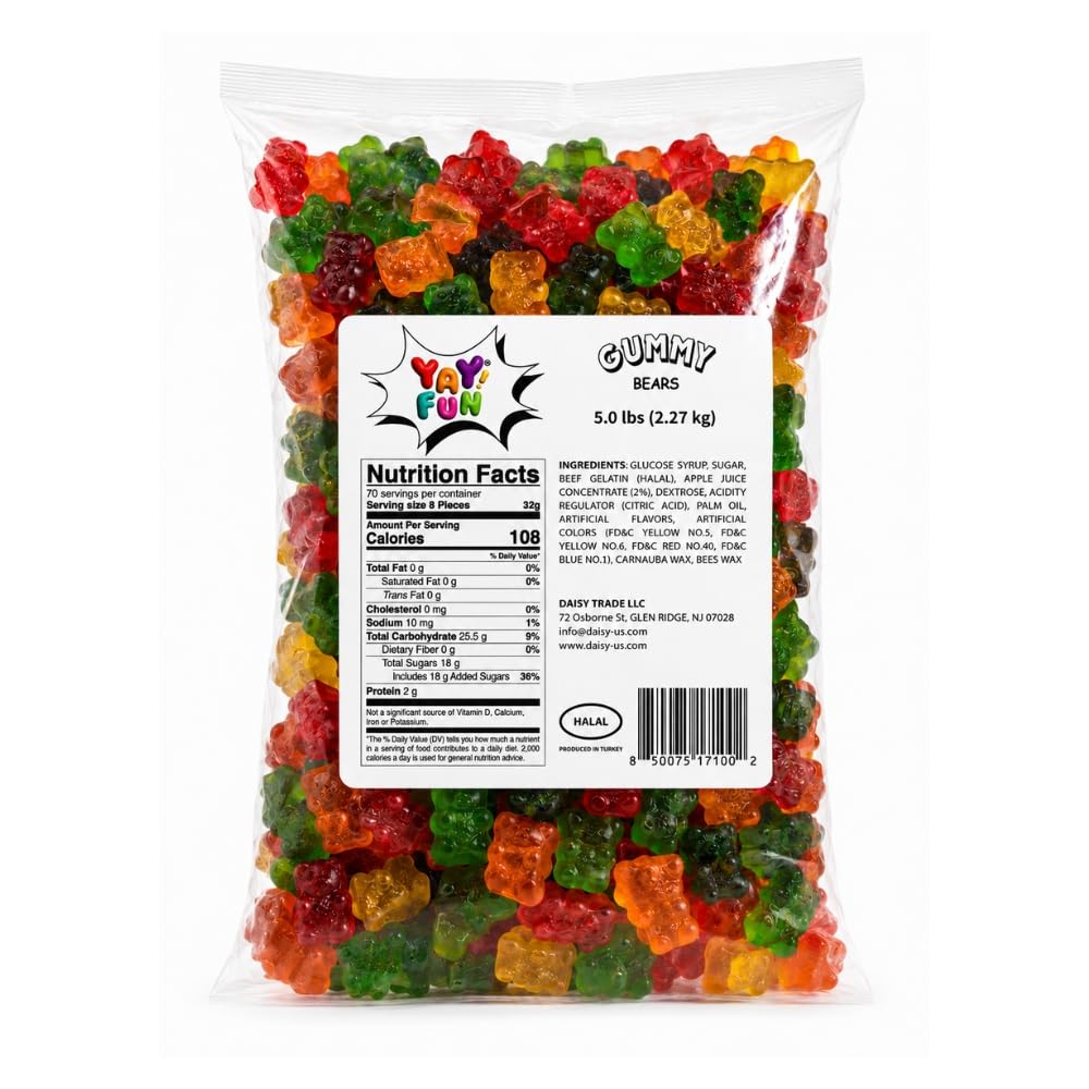 Amazon.com : Halal Gummy Bears - 5lbs Bulk Gluten Free Candy