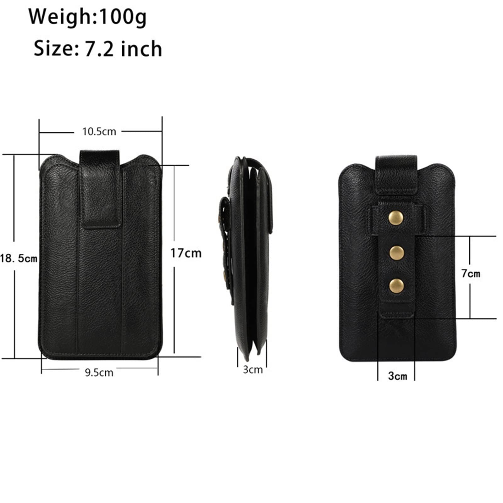 Handy-Gürteltasche für Herren Verstellbare doppellagige Gürteltasche Handytasche Flip Bag Ledertasche (Color : Brown, Size : 18.5X10.5X3CM)