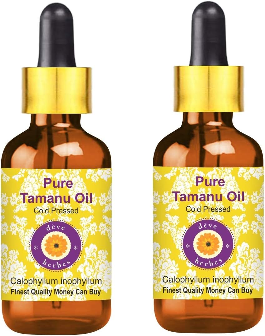 dève herbes Pure Tamanu Oil (Calophyllum inophyllum) with Glass Dropper Cold Pressed 100ml (3.38 oz)