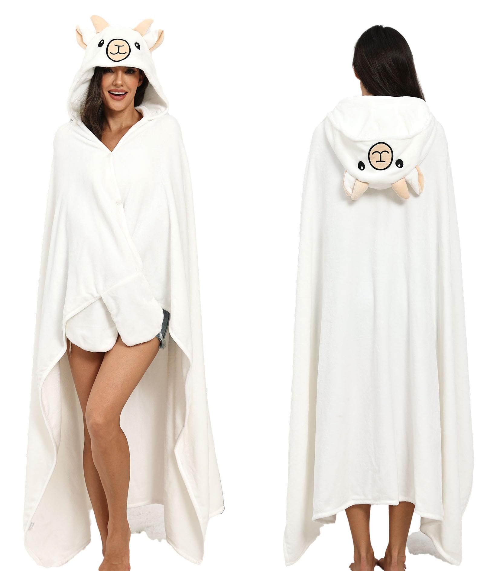 Wearable Blanket Hoodie Animal Fuzzy Blanket Warm Cozy Blanket Hoodie