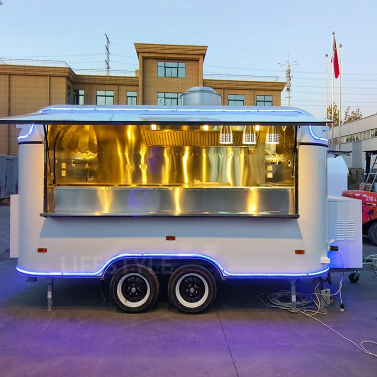 Piste alimentaire mobile avec équipement de cuisine commercial - Remorque portable pour café, hot-dogs, crème glacée, pizza et service alimentaire en plein air