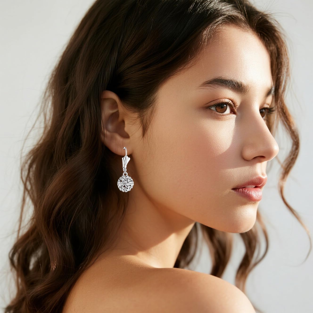 Retro Silver Flower Floral Ball Statement Drop Dangle Earrings for Women - Image 5