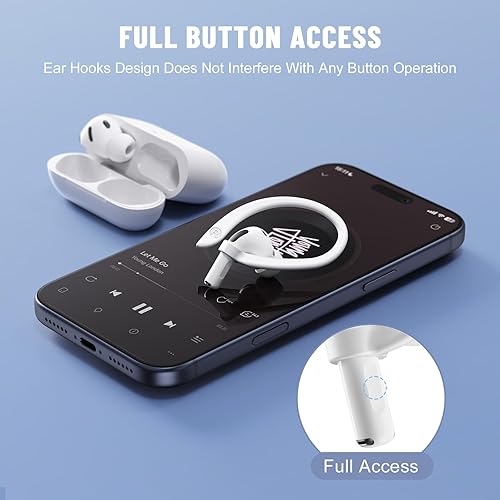 Miniatura 4 de 2 pares de ganchos para las orejas compatibles con AirPods Pro 3/2/1, AirPods 1/2/3, [pares de tamaños M y L] ganchos mejorados de acceso con botón