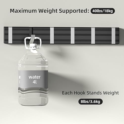 Miniatura 7 de Perchero montado en la pared, ganchos de pared de metal resistente, moderno perchero con 6 ganchos para ropa, llaves, sombreros, bolsos, batas