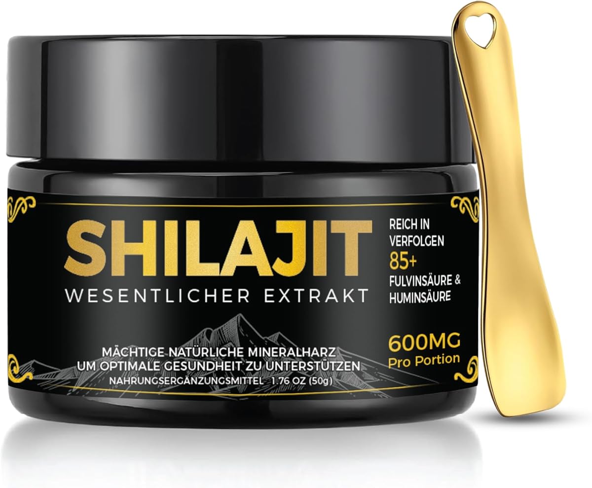Shilajit Original Himalaya Bio, Shilajit Harz mit 85+ Spurenelementen & Fulvosäure, Hochwirksames Shilajit Resin, Ohne Zusatzstoffe für Männer und Frauen (50G)