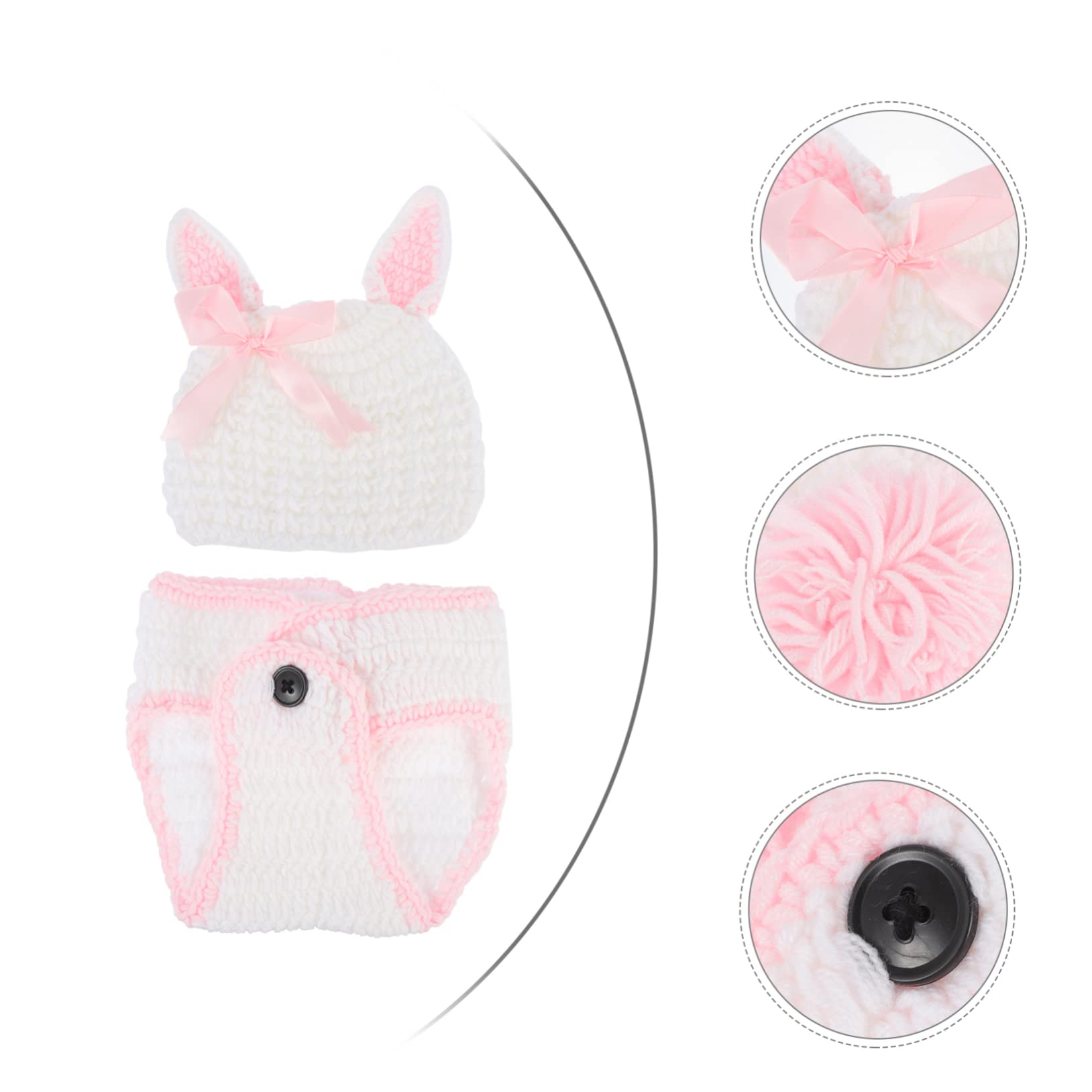BESPORTBLE 4ensembles Costume De Photographie Né avec Bonnet Et Pantalon Forme De Lapin Accessoires pour Séance Photo Créatif pour Filles Et Garçons