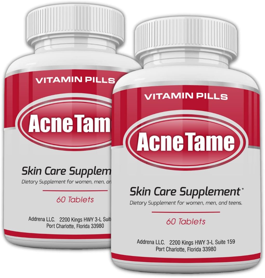 Acnetame 2 Pack- Clear Skin Supplements Pill- Tablets for Oily Skin Treatment, Spots, Blemishes, & Sebum Control for Women, Men, & Teens