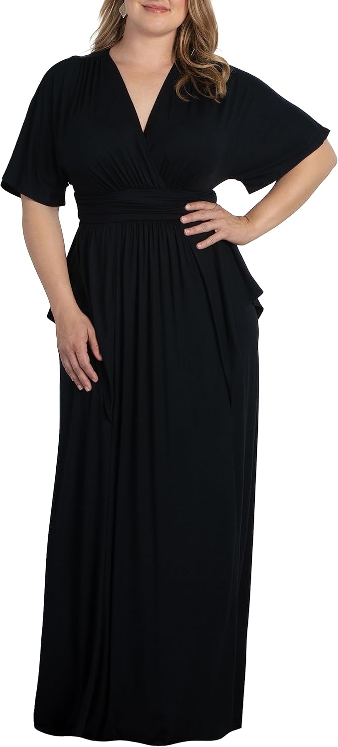 Kiyonna Plus Size Indie Flair Maxi Dress Women's Boho Long Dress