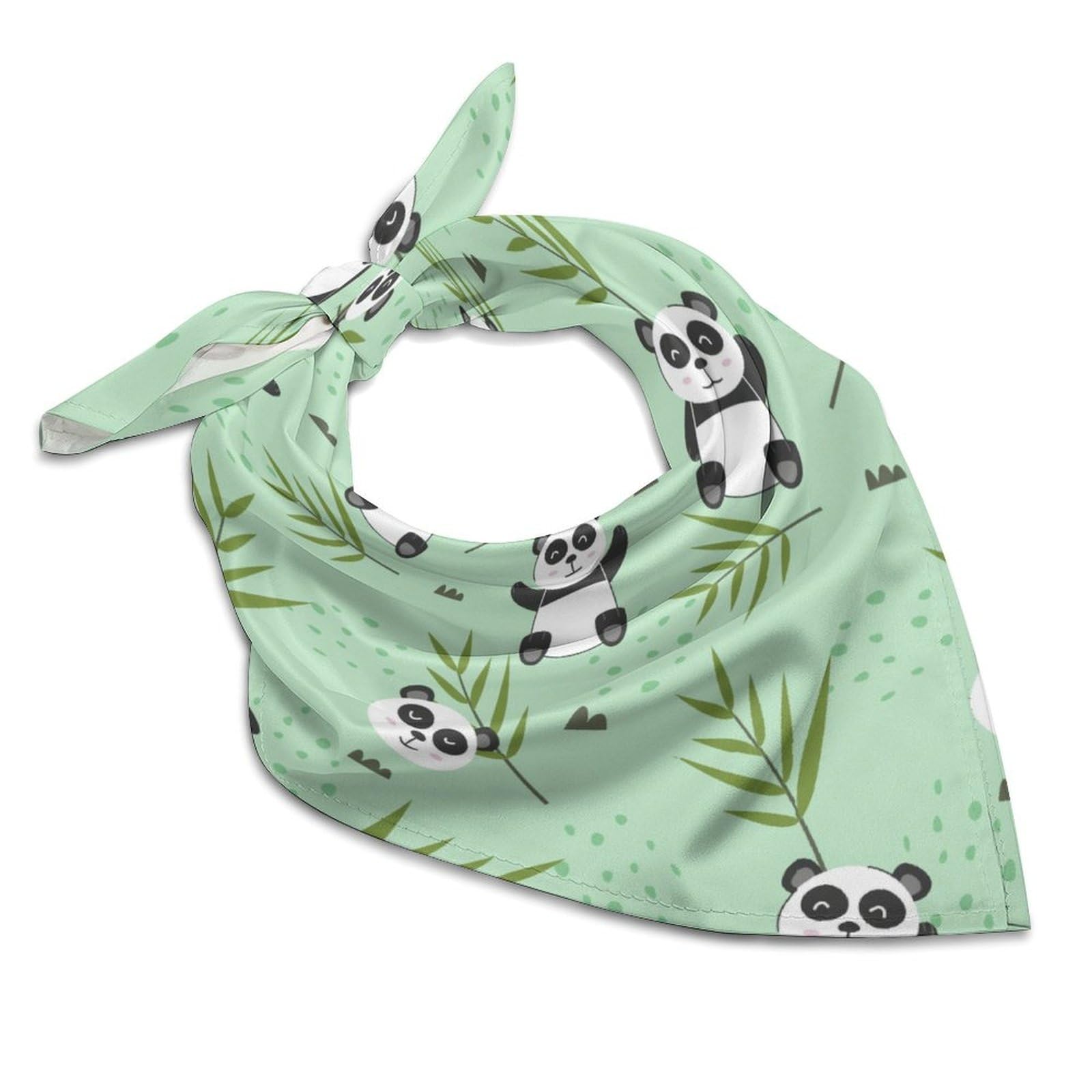 Csemeie Panda And Bamboo Leaves Pattern Bandana Hair Scarf Headband Adjustable Neckerchief for Men Women Decor