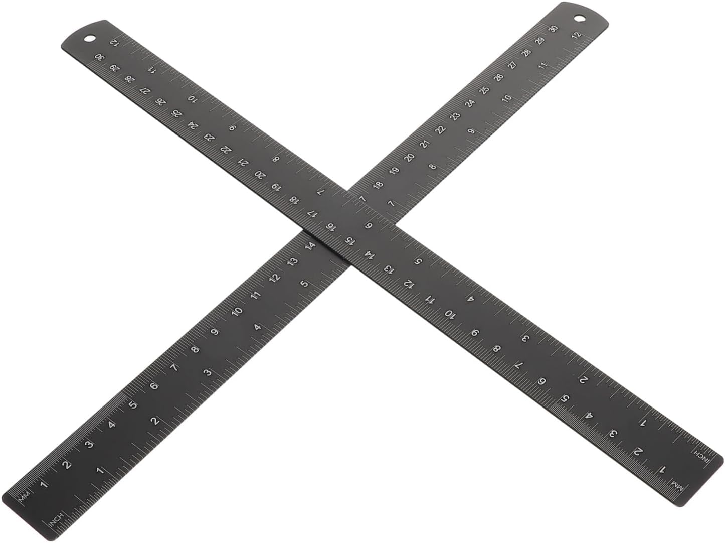VILLCASE 30cm Aluminum Straight Edge Ruler 2pcs Precision Metal Measuring Tool for Woodworking Drafting and School Use