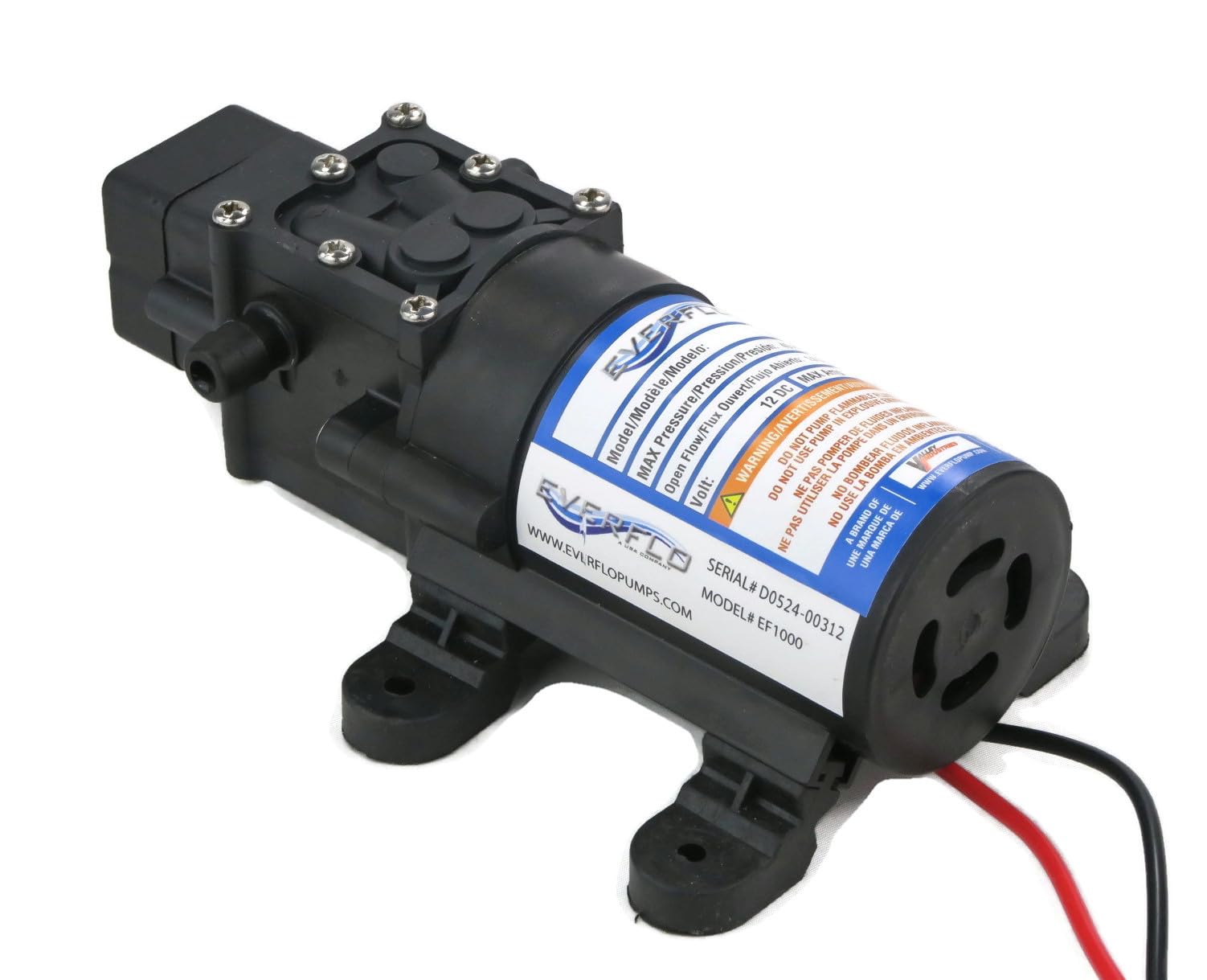 Everflo 1.0 GPM, 12 V, bomba de diafragma EF1000, EF1000-BOX, EF1000BOX