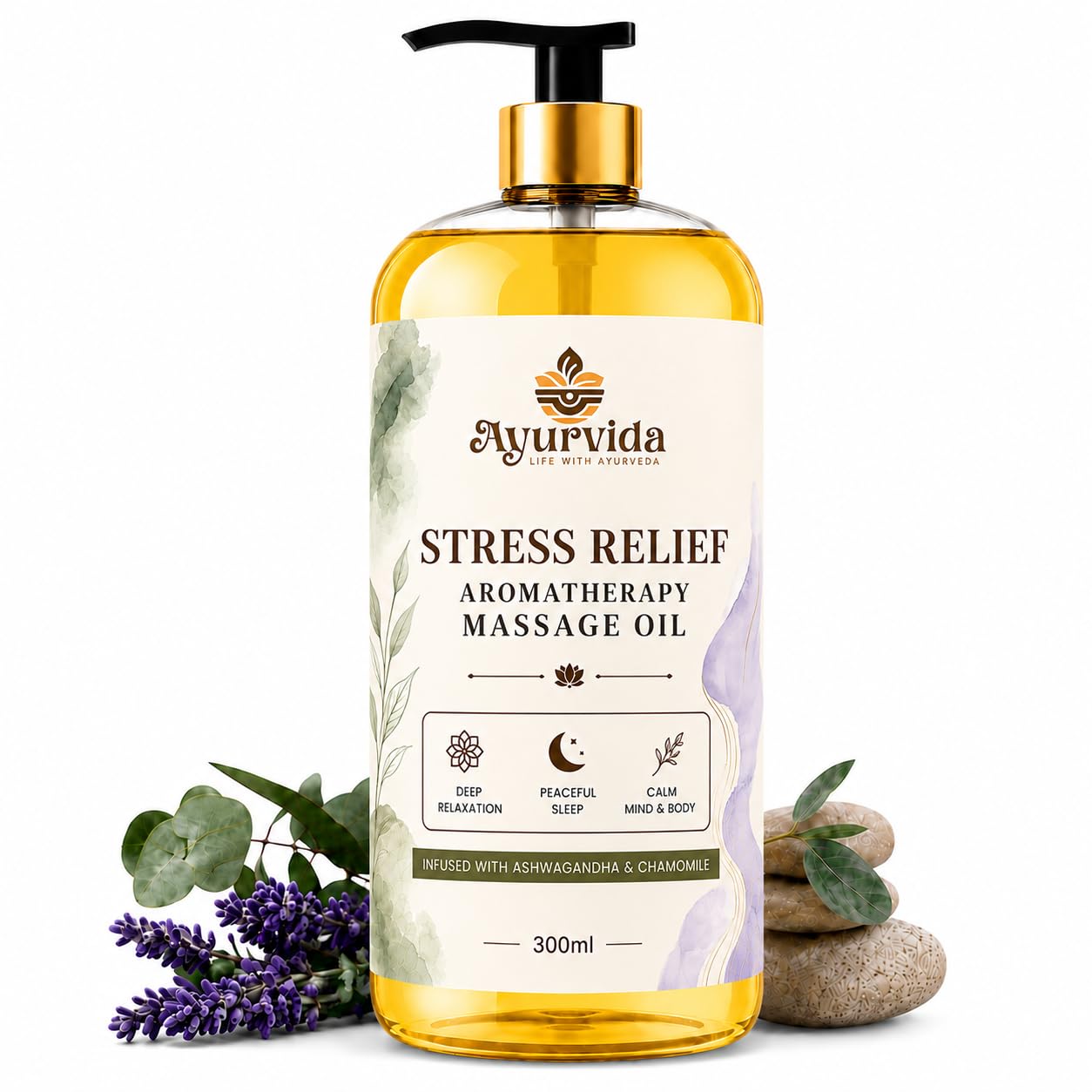 Stress Relief Aromatherapy Massage Oil - Relaxing Spa Massage Oil for Better Sleep, Full Body Relaxation & Calming Skin Nourishment | 300ml-image-31