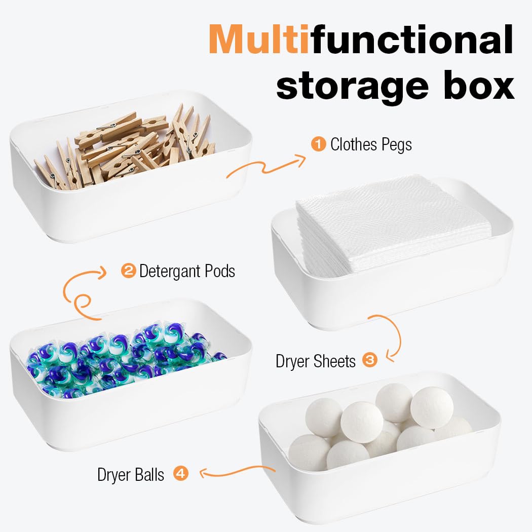 Laundry Pods Container, Holds about 150 Laundry Pods, Conworld Laundry Pod Holder with Sliding Lid, Large Laundry Detergent Container With a Cup for Laundry Room Organization and Storage (White)