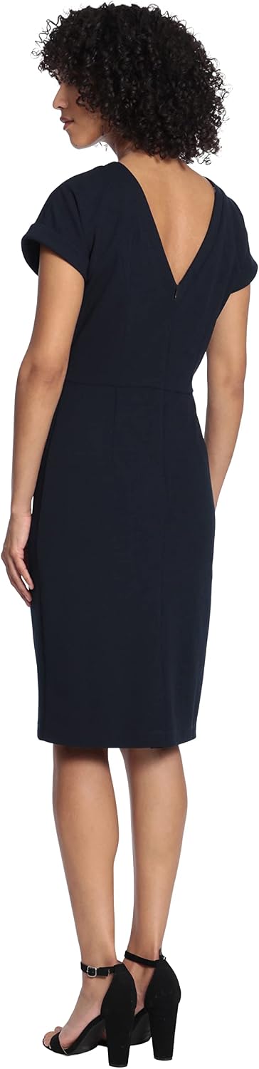 Maggy London Women's Short Sleeve Sheath Scuba Crepe Dress