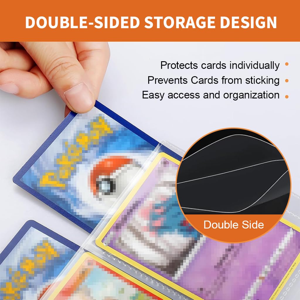 PATPAT® 540 Pockets 2.6x3.58 inches Per Cell Card Holder, Trading Cards Organizer Holder Double Sided Transparent Card Collection Book with Snap Button Closure Game Trading Card Holder 3