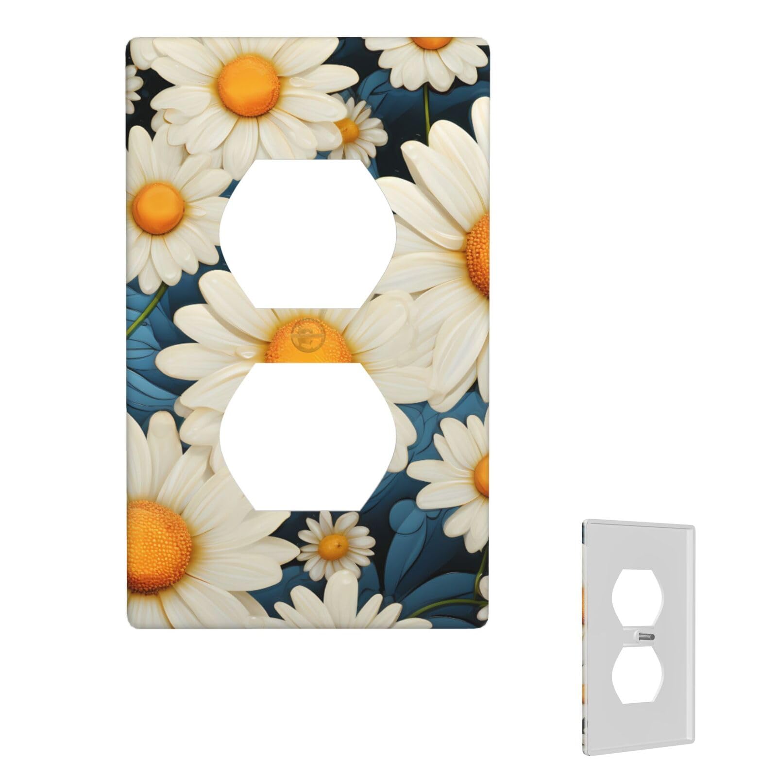 1-Gang Decorator Wall Plate Daisy Light Switch Cover Single Gang Receptacle Wall Plate Standard Size 4.5" x 2.76" Wallplate Unbreakable Polycarbonate Outlet Faceplates Cover