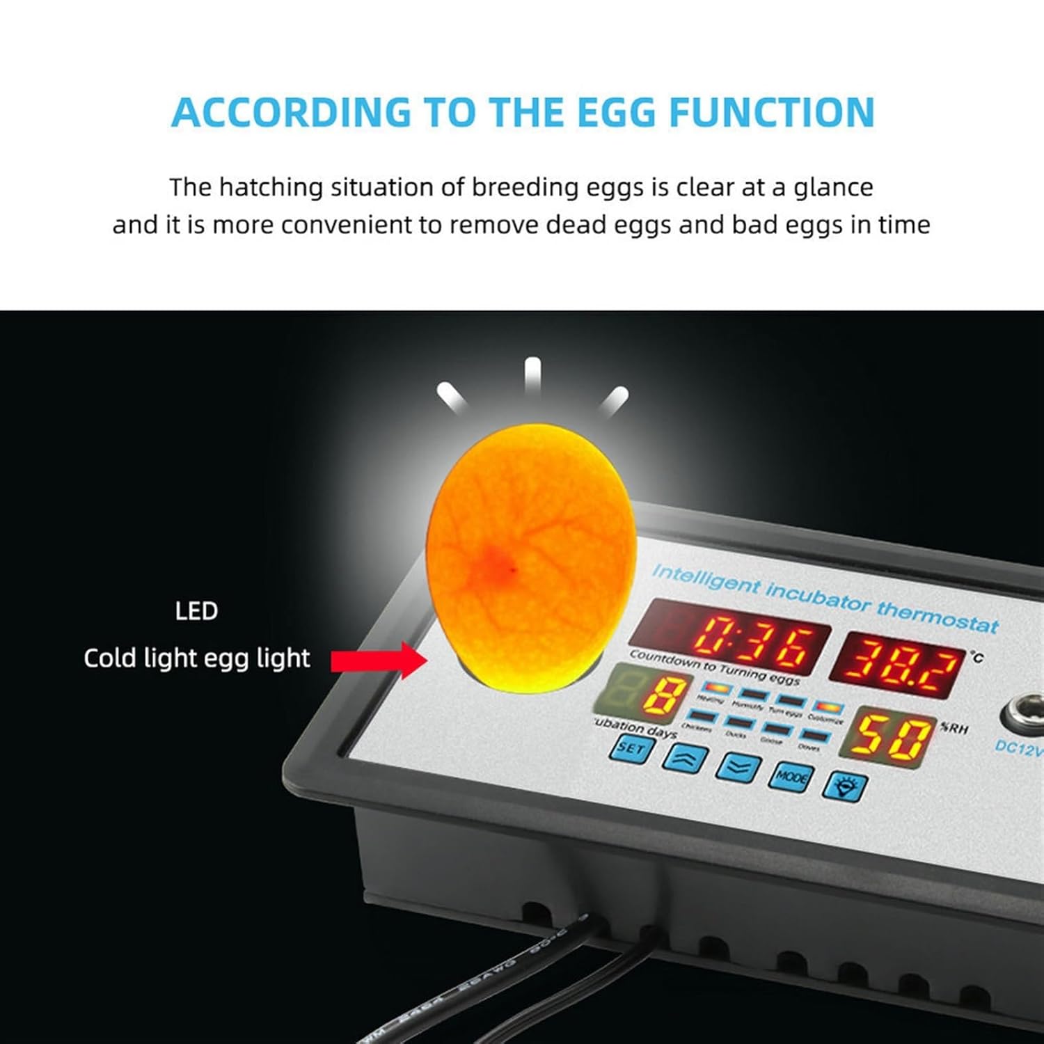 Smart Thermostat Digital ZFX-W9002 Thermostat Temperature Humidity Control Incubator 360 Automatic Egg Turning 12V/220V(DC 12V)