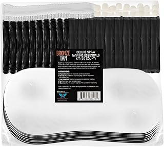 Bronze Tan Spray Tanning Essentials Kit: 10 Each Hair Nets, Nose Plugs, Sticky Spray Tan Feet Pads & Disposable Undergarments - Premium Quality Accessories for Salons, Mobile Tanning & DIY Home Use