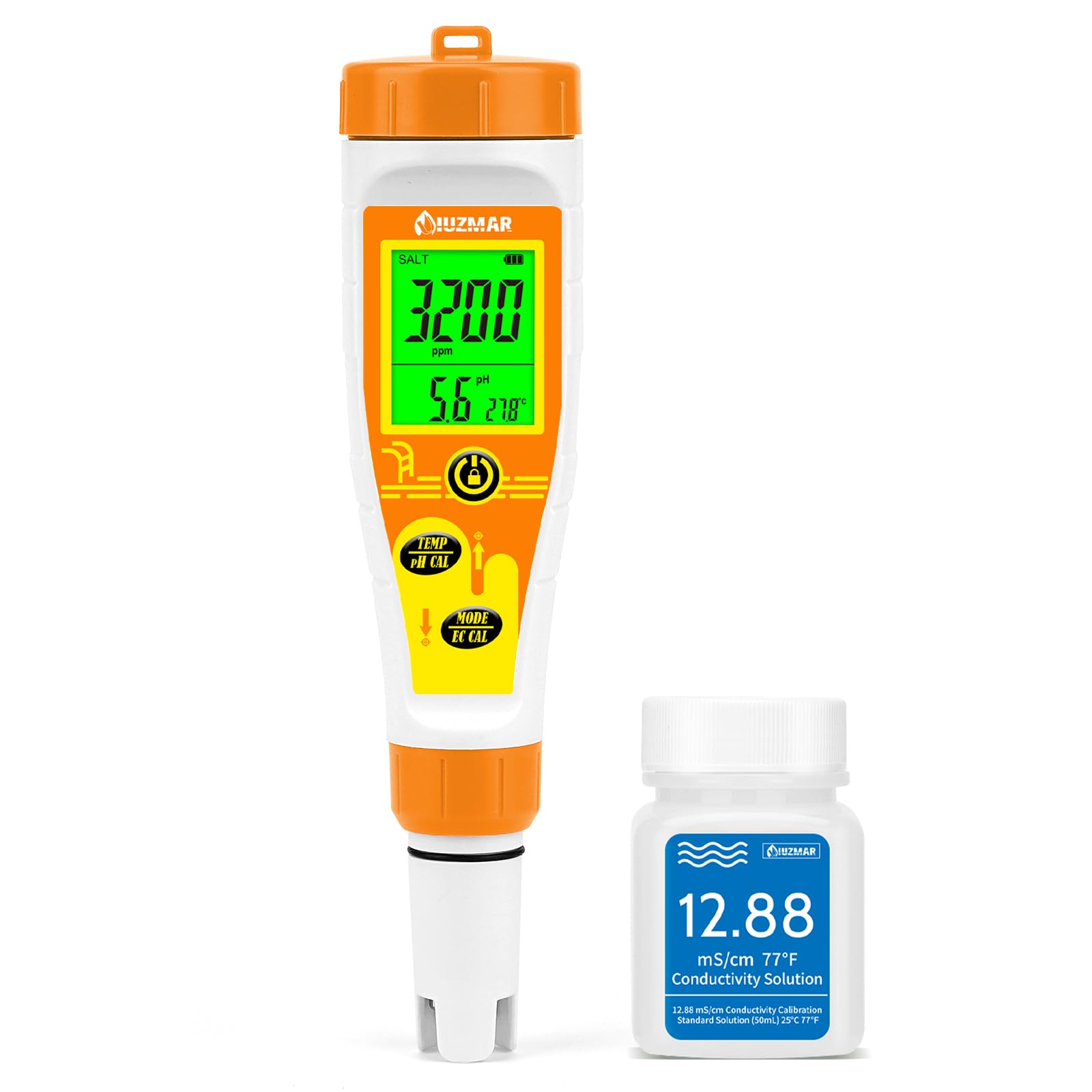 UIUZMAR Misuratore Salinità e pH Acqua, Misuratore pH Sale per Piscina, Misuratore Salinita pH EC TDS Temp 5 in 1 per Acquario Marino, Piscina Salata, Acqua Potabile, Idroponica