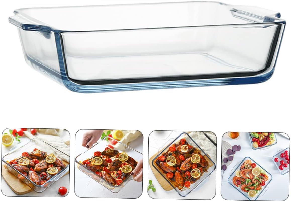 Sturdy Glass Baking Pan 8 Inch Lid for Pizza Steak Fish and Home Baking