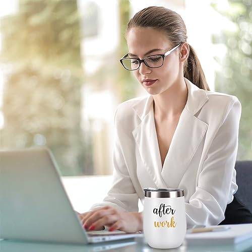 Miniatura 4 de Before Work After Work - Juego de taza de café de 11 onzas y vaso de vino de acero inoxidable de 12 onzas, Día del jefe, Navidad, oficina,