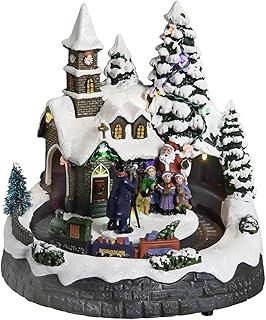 FEERIC LIGHTS & CHRISTMAS Pueblo de Navidad Iglesia y túnel Animado 12 LED a Pilas