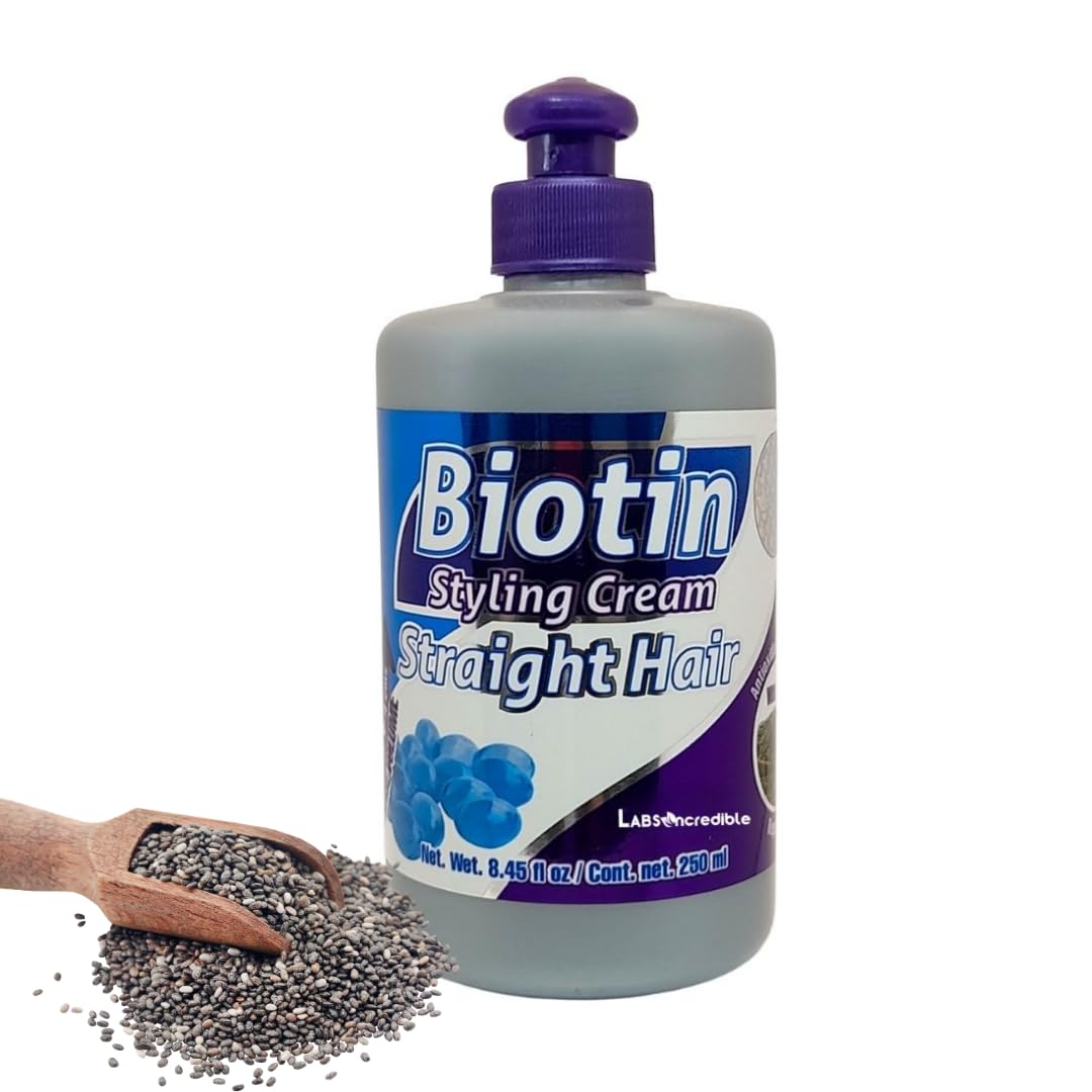 Biotin Styling Cream for Straight Hair – With Biotin & Essential Nutrients – Nutrition & Shine – 250ml (8.45 fl oz)