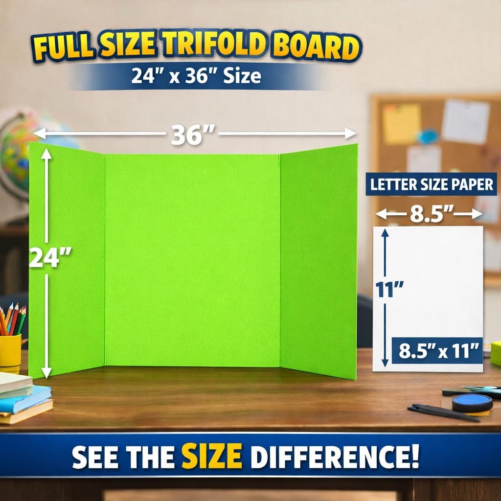 Neon Trifold Poster Board, Standard Size 24 x 36 Inches, Corrugated,3 Pack image 2
