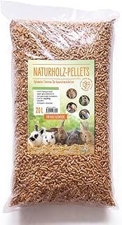 Naturholz-Pellets Einstreu 20 L | 100% natürliche Holzpellets für Kaninchen, Meerschweinchen, Hamster, Vögel & Kleintiere | Saugstark, geruchsbindend, Nicht klumpend, ideal für Hasentoilette geeignet