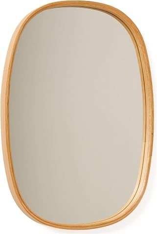 Dmora Specchio Neroli 38x55h cm Marrone Rovere Forma Ovale Tipologia a Parete, Colore Struttura Trasparente