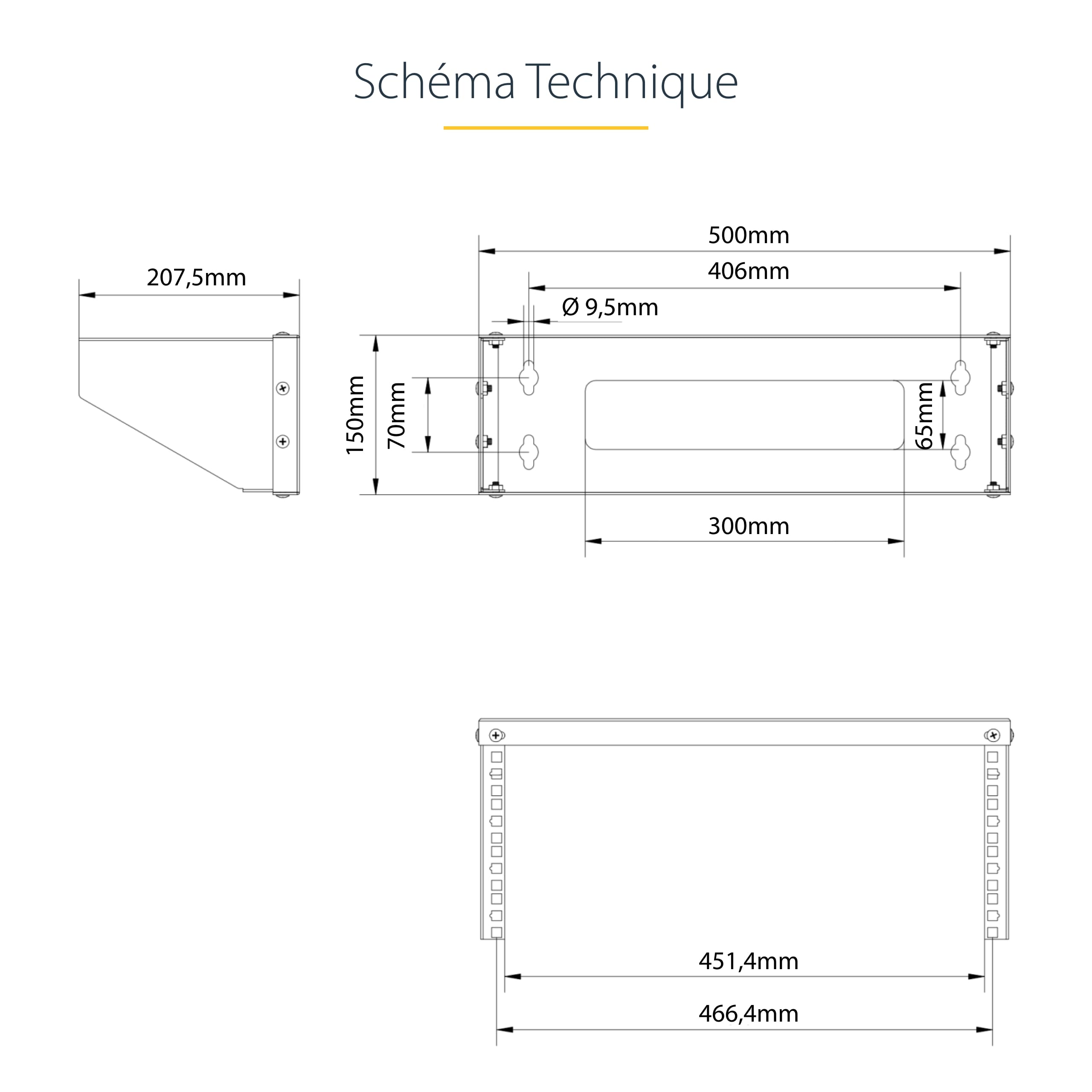 StarTech Support Mural Vertical 4U Montable Rack, 19", 55kg (RK419WALLV-N) | Panneaux de brassage, NAS, Serveurs, EIA-310, Encombrement minimal