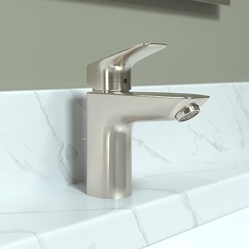 Miniatura 2 de hansgrohe Logis 71100821 - Grifo moderno para lavabo de baño de bajo flujo con 1 manija y 1 manija de 1 6 pulgadas de alto en níquel cepillado,