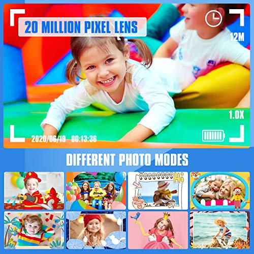 Peradix Kids Camera, Kids Mini Selfie Digital Camera, Best Birthday Toys for Girls Boys 3-10, HD Digital Video Recorder Cameras for Toddlers with 32GB SD Card-2.0" 1080P (Blue)