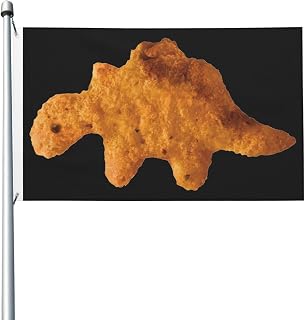 Funny Dinosaur Chicken Nugget Flags 3x5 Ft For College Dorm Room Wall, Bedroom, Outside Garden, Outdoor Decor Banners