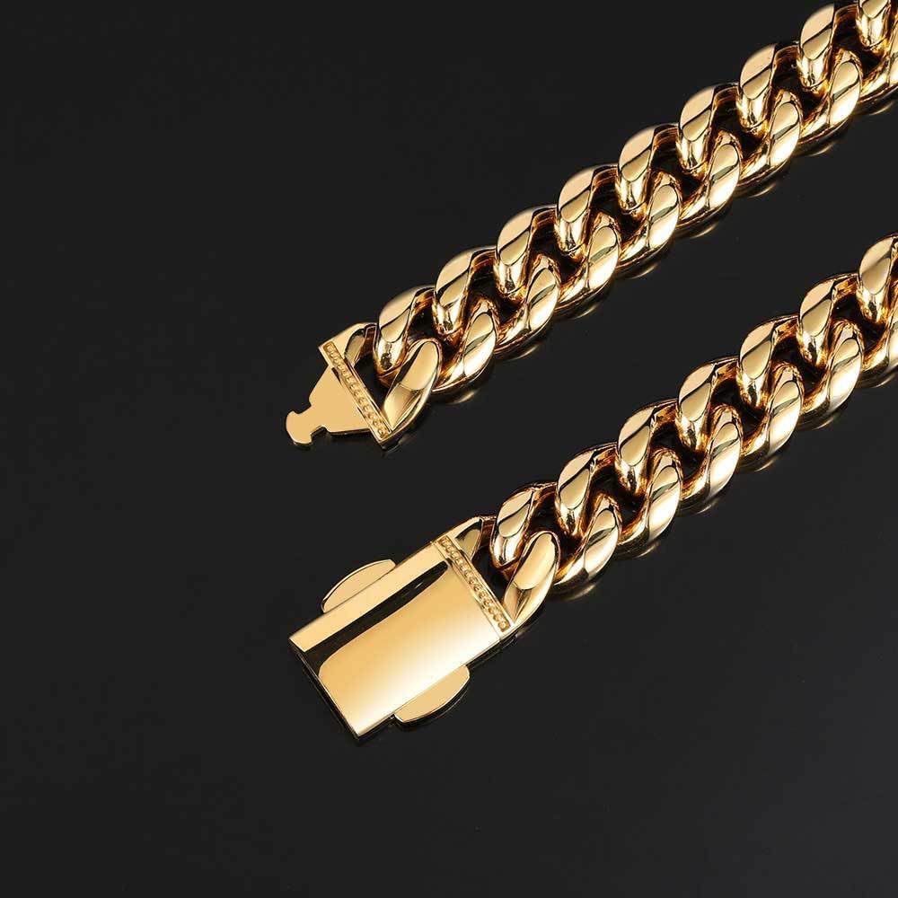 18K Gold Bracelet Cuban Chain Hip Hop Miami Pure Cuban Chain Men's Cool Bracelet, Christmas Gift Box Men's and Women's Gifts - Image 4