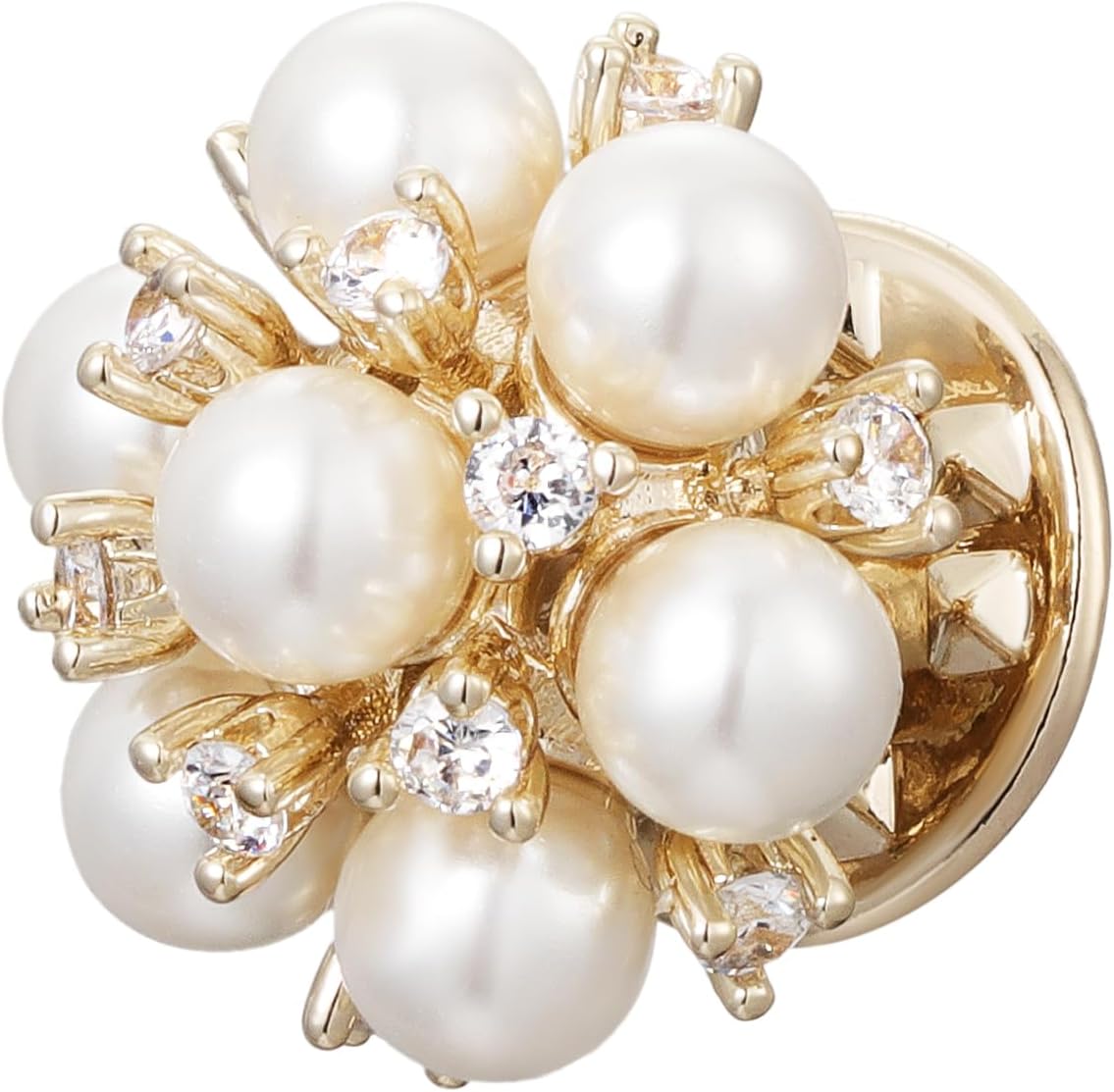 Vintage Brooch Pin for Women 0.7 inch Gold Crystal Rhinestone Brooch Sunflower Lapel Pin Baroque Pearl Bouquet Four-leaf Clover pins and brooches jewelry, SHE'S FREE STYLE JUST FOR YOU Metal Plating Process Safety pins (Bouquet)