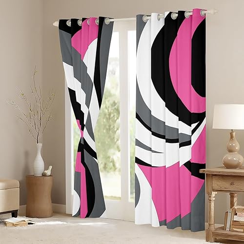 Miniatura 10 de Feelyou Cortinas geométricas amarillas, grises y blancas para dormitorio, sala de estar, cortinas opacas geométricas (2 paneles, 52 x 84 pulgadas) a