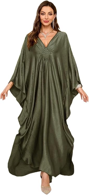Kaftans Dresses for Women Solid Swimsuit Coverup 2025 Plus Size Beach Caftan Loungewear Mumu for House Mrs Ropper