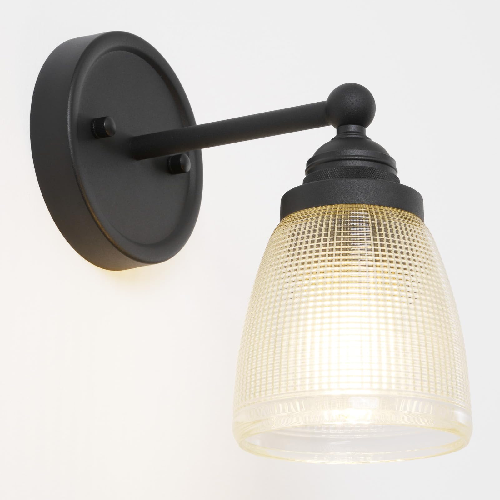 SongCiLT Industrial Wall Light Sconce with Clear Ribbed Glass Lampshade, Vintage Brass Bathroom Wall Lamp Fixtures for Kitchen Living Room Bedroom Hotel