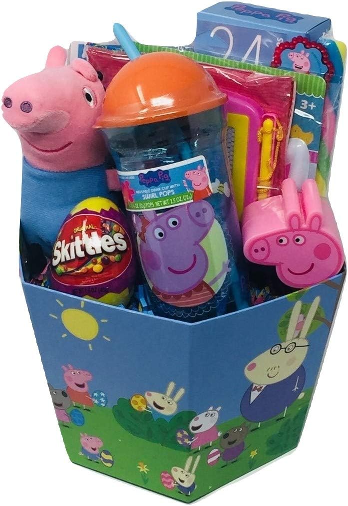Peppa Pig Activity Gift Basket Bundle with Peppa Pig Sticker Activity Kit, Peppa Pig 24 pc Puzzle, Peppa Pig Plush & More